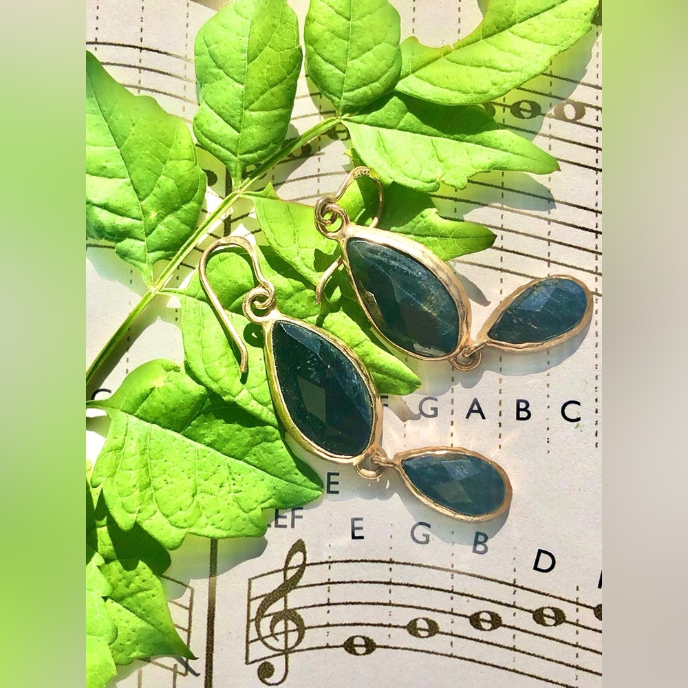 Barse Multifaceted Labradorite Dangling Gold Tone… - image 6